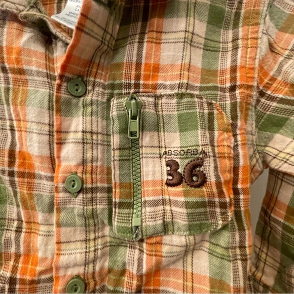 Absorba Button Down Shirt Roll-up Sleeves Orange/Brown/Green Boy Size 18 Months - Picture 4 of 7
